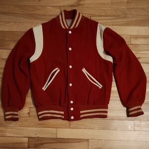Classic Red and Cream Vintage Varsity Jacket